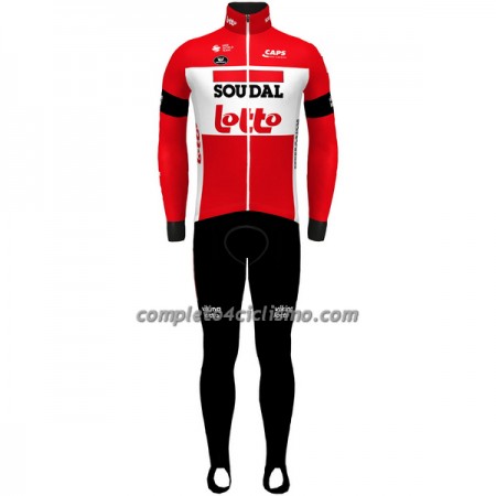 Completo Maglia ML + Pantaloncino con bretelle ML 2022 Lotto Soudal Rosso Bianco